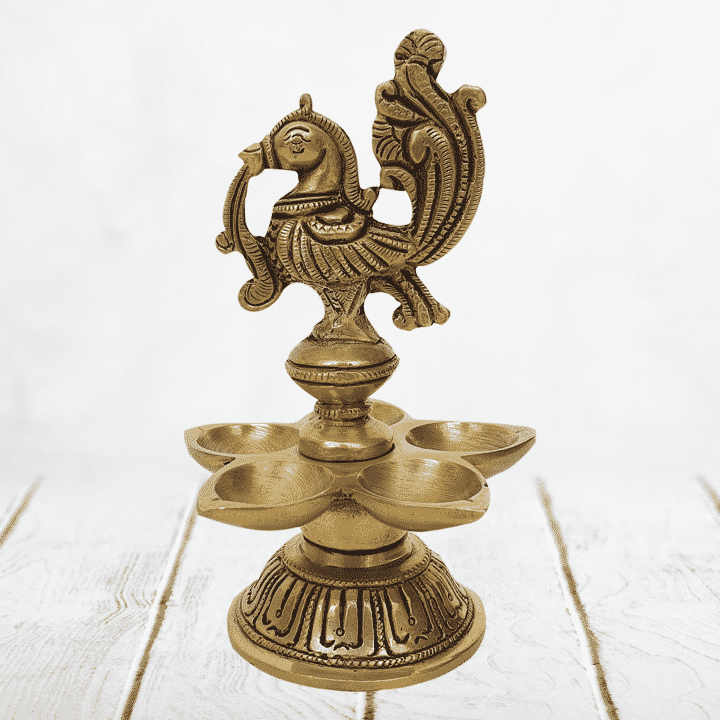 peacock diya lamp