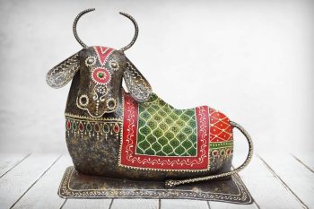 MohanJodero Iron/Metal Sitting Decorative Cow
