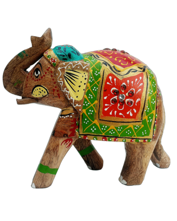 wooden elephant showpiece handpainted