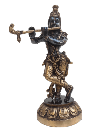 Mohanjodero Elegant Lord Krishna Idol in Antique Black Finish