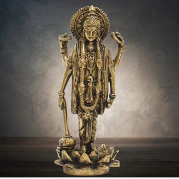 Brass Lord Vishnu Idol,Murti, Vishnu statue standing on lotus statue